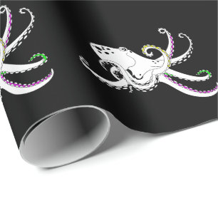 Papier Cadeau Tentacles colorés de Cool Octopus noir et blanc