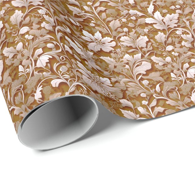 Papier Cadeau Terracotta Burnt Orange Boho botanique moderne (Coin rond)