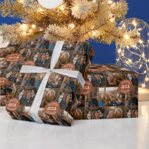 Papier Cadeau Terracotta multi photo Noël moderne minima