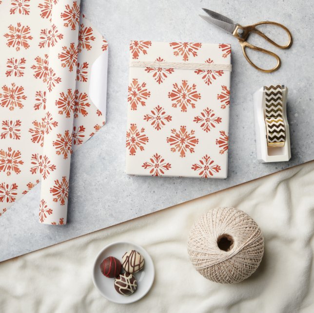 Papier Cadeau Terracotta Snowflake Motif Noël (Artisanat)
