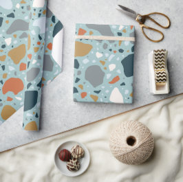 Papier Cadeau Terrazzo En Bleu