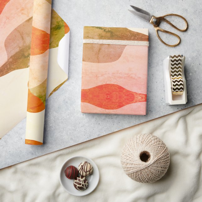 Papier Cadeau Terre cuite et sauge Abstrait (Artisanat)