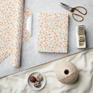 Papier Cadeau Terre Cuite Fantaisiste Florale Botanique Naturell