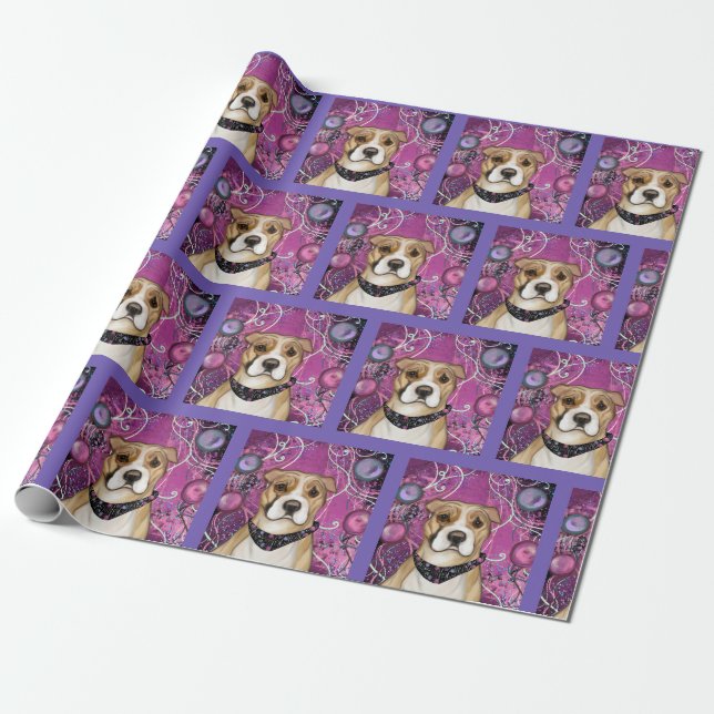 PAPIER CADEAU TERRIER AMÉRICAIN DU STAFFORDSHIRE (Déroulé)