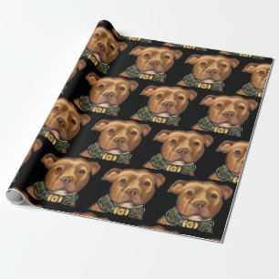 PAPIER CADEAU TERRIER AMÉRICAIN DU STAFFORDSHIRE