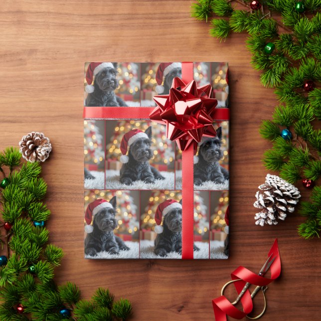 Papier Cadeau Terrier écossais de Noël à la fourrure (Cadeau de vacances)