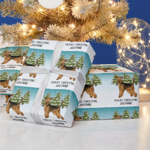 Papier Cadeau Tervueren Airedale Terrier Chien Neigeux Forêt Hiv