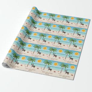 Papier Cadeau Tervueren Boston Terrier sur une plage tropicale e
