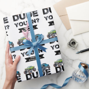 Papier Cadeau T'Es Entré ? Typographie noire Fête d'anniversaire