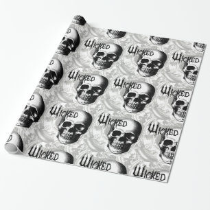Papier Cadeau tête crâne vintage moderne