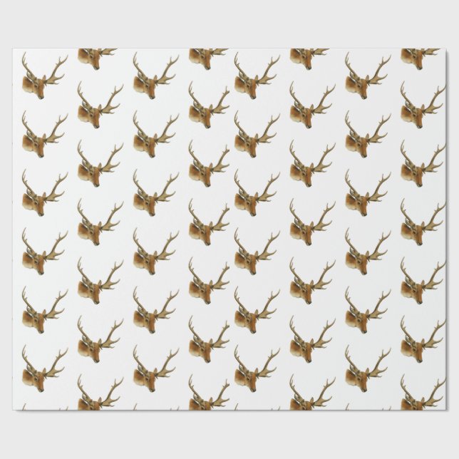 Papier Cadeau Tête de cerf avec bois moyens #1 (Couture)