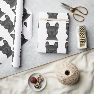 Papier Cadeau Tête de chien de dessin animé Bouledogue Français 