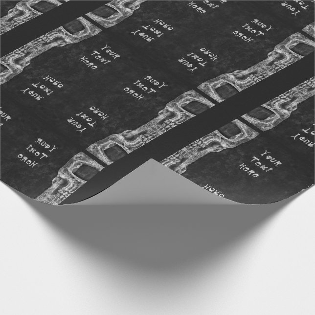 Papier Cadeau Tête de crâne gothique Motif noir et blanc (Coin)