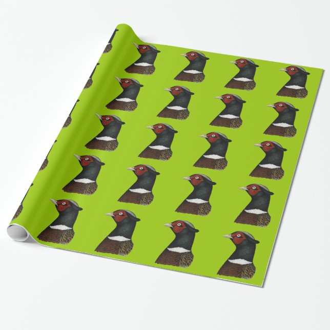 Papier Cadeau Tête de faisan Ringneck (Déroulé)