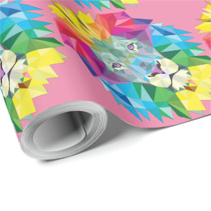 Papier Cadeau Tête de lion géométrique