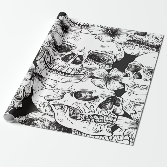 Papier Cadeau Tête de mort (Déroulé)