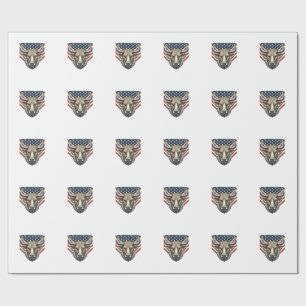 Papier Cadeau Tête de taureau patriotique gravure vintage Art ve