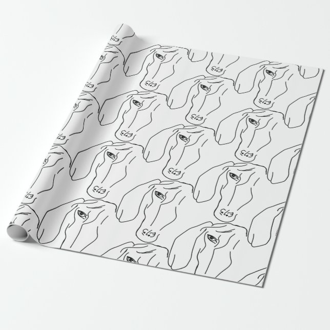 Papier Cadeau Tête de Teckel, Dessin Artistique (Déroulé)