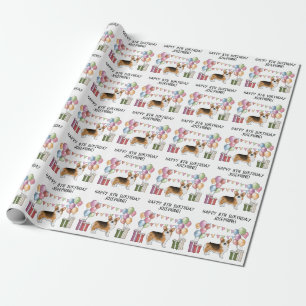 Papier Cadeau Tête rousse Tri Pembroke Welsh Corgi Joyeux Annive