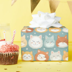 Papier Cadeau Têtes de chat à tête blanche