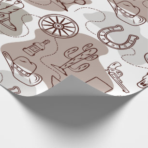 Papier Cadeau Texas Cowboy Western Doodle