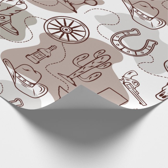 Papier Cadeau Texas Cowboy Western Doodle (Coin)