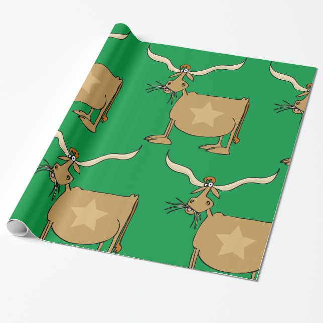 Papier Cadeau Texas Longhorn Cow (Déroulé)