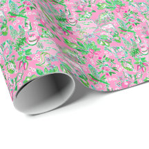 Texas Map Pink & Green Preppy Motif