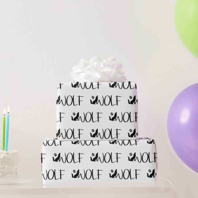 Papier Cadeau Texte Art Word Empreintes Wolf Traces Animal (Cadeaux de fête)