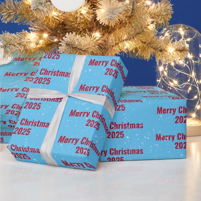 Papier Cadeau Texte De Noël 2025 Sur Aqua (Vacances)
