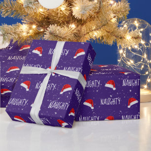 Papier Cadeau Texte de Noël avec chapeaux de Père Noël