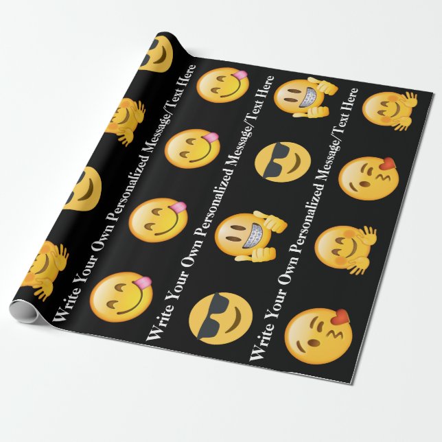 Papier Cadeau Texte/message Emoji personnalisé (Déroulé)