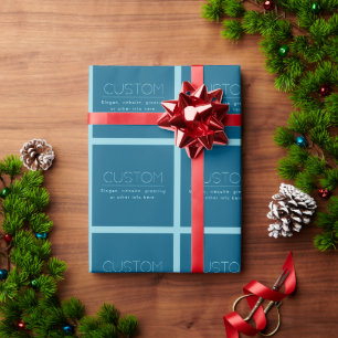 Papier Cadeau Texte moderne personnalisable   Bleu océan et œuf 