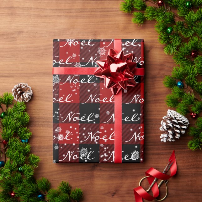 Papier Cadeau Texte NOEL De Noël Plaid Dans Les Snowflakes (Cadeau de vacances)