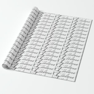 Papier Cadeau Texte noir en mosaïque Je crois Envelopper du papi