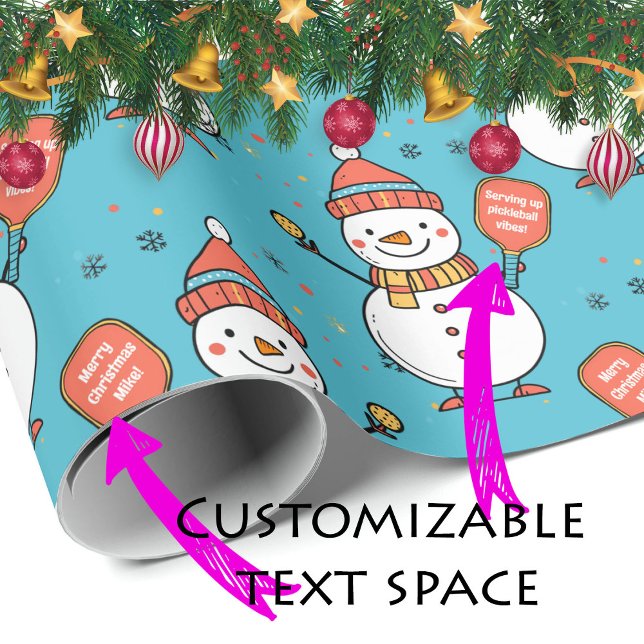 Papier Cadeau Texte personnalisé Dinking Snowman (Custom text Dinking Snowman Wrapping Paper)