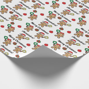 Papier Cadeau Texte personnalisé Pickleball Gingerbread personn