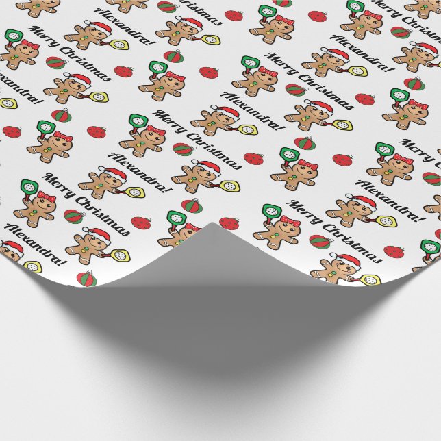 Papier Cadeau Texte personnalisé Pickleball Gingerbread personne (Coin)