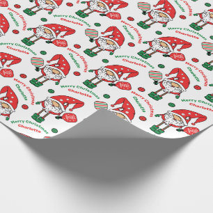 Papier Cadeau Texte personnalisé Pickleball Joyeux NoëlEnve