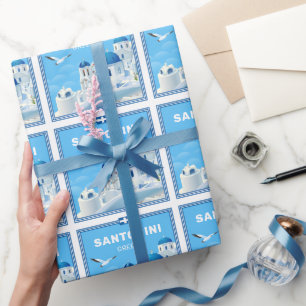 Papier Cadeau Texte personnalisé Santorin Grèce