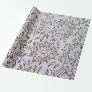 Papier Cadeau textile floral blanc et noir