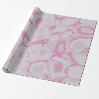 PAPIER CADEAU TEXTILE FLORAL ROSE ET BLANC