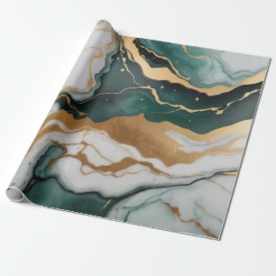 Papier Cadeau texture Abstraite en marbre Jade avec accents or