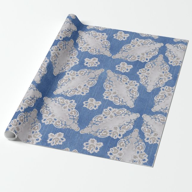 Papier Cadeau Texture de Denim avec Motif de répétition de dente (Déroulé)