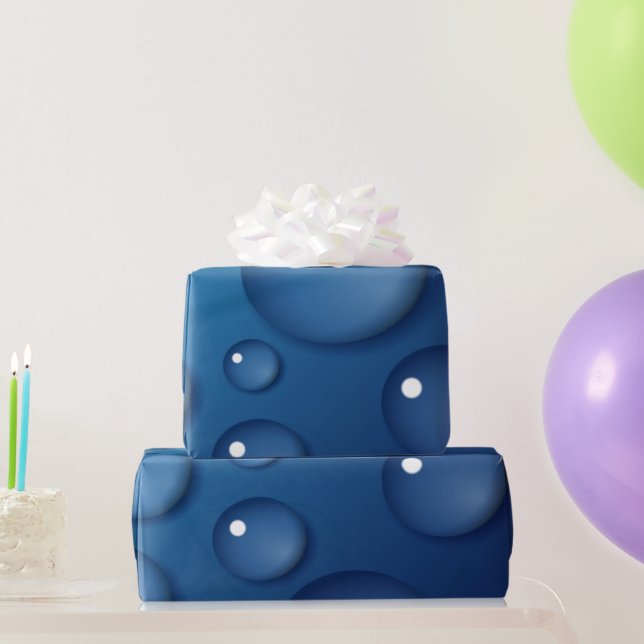 Papier Cadeau Texture de goutte d'eau bleue (Cadeaux de fête)