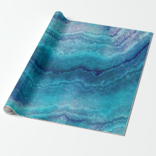 Papier Cadeau Texture de l'Agate vert de la mer bleue