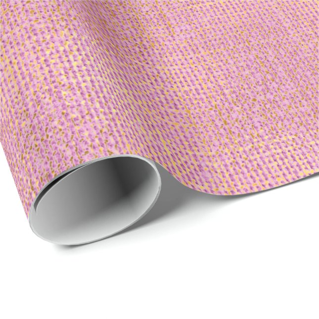 Papier Cadeau Texture de lin Rose Rose Or Mauve Blush Minimal (Coin rond)