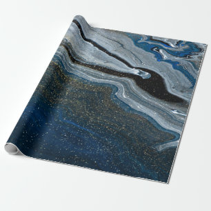 Papier Cadeau Texture de marbre bleu cool