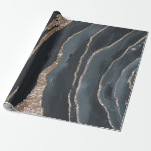 Papier Cadeau Texture de marbre noir doré Cool