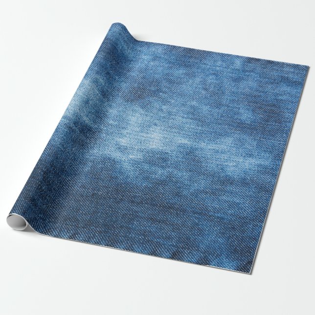 Papier Cadeau Texture des jeans en denim bleu (Déroulé)